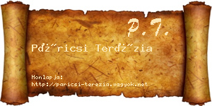 Páricsi Terézia névjegykártya